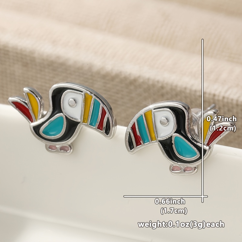 Colorful Toucan-Shaped Ear Studs, Exquisite Design