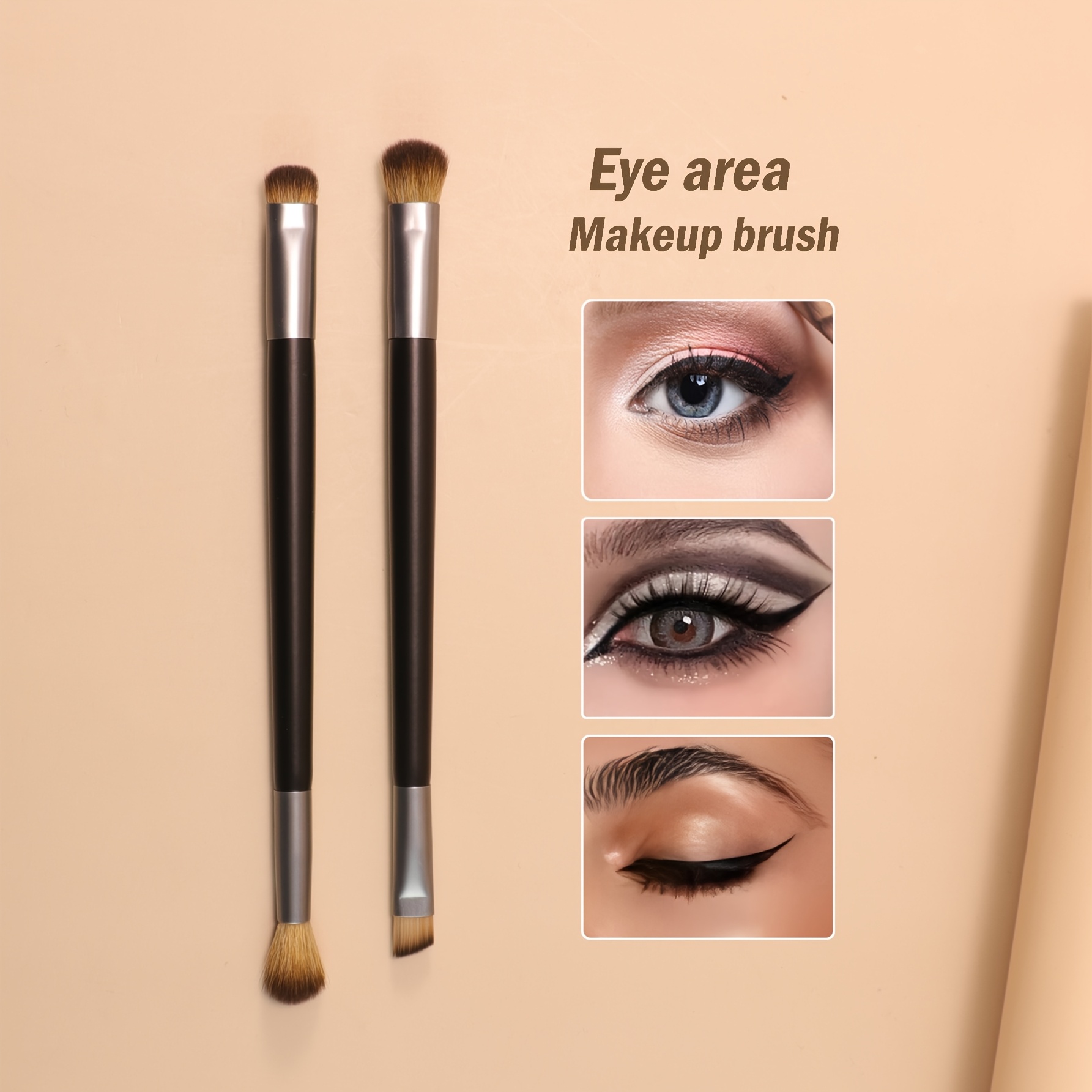 Image of Set Of 2 Makeup Brushes For Eye, Designed For Defining, Blending, Smudging, And Shading For A More Eye