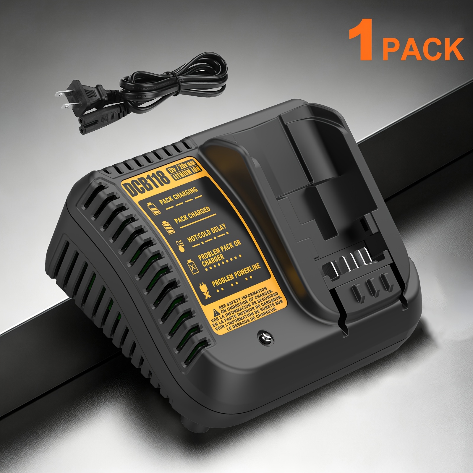 TEMU Chargeur Rapide de Rechange pour Batteries Lithium for Dewalt 12V-20V, Compatible avec DCB107 DCB105 DCB102
