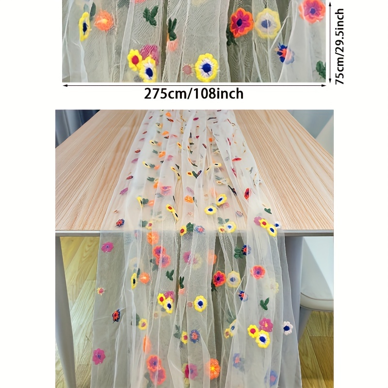 floral embroidery table flag colorful flowers lace tablecloth table flag for table classic dust proof table cover for kitchen restaurant party wedding banquet home decoration