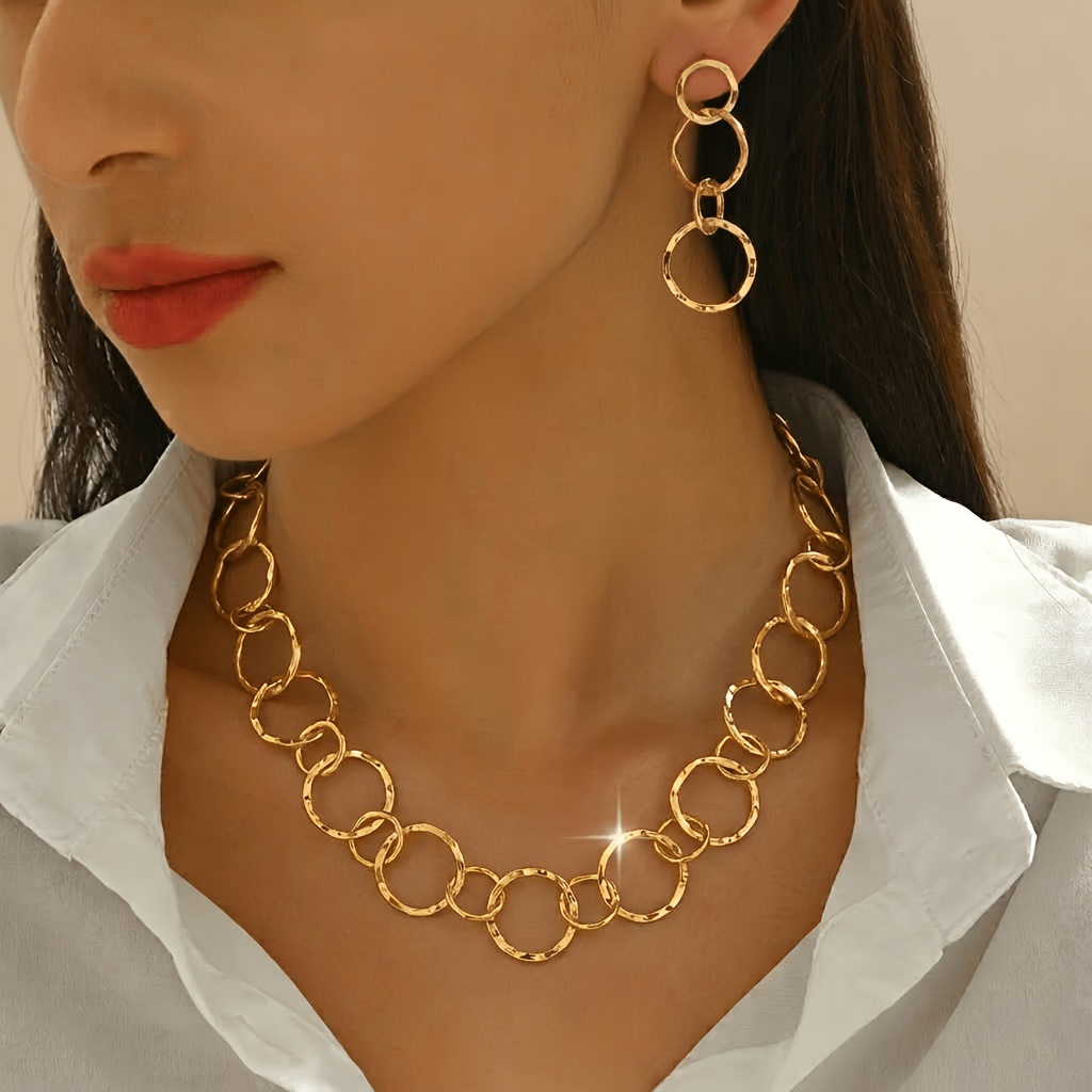TEMU Set pezzi: Collana a irregolare e orecchini a a irregolare da donna. Texture , adatta per gli spostamenti quotidiani in ed estate, feste e