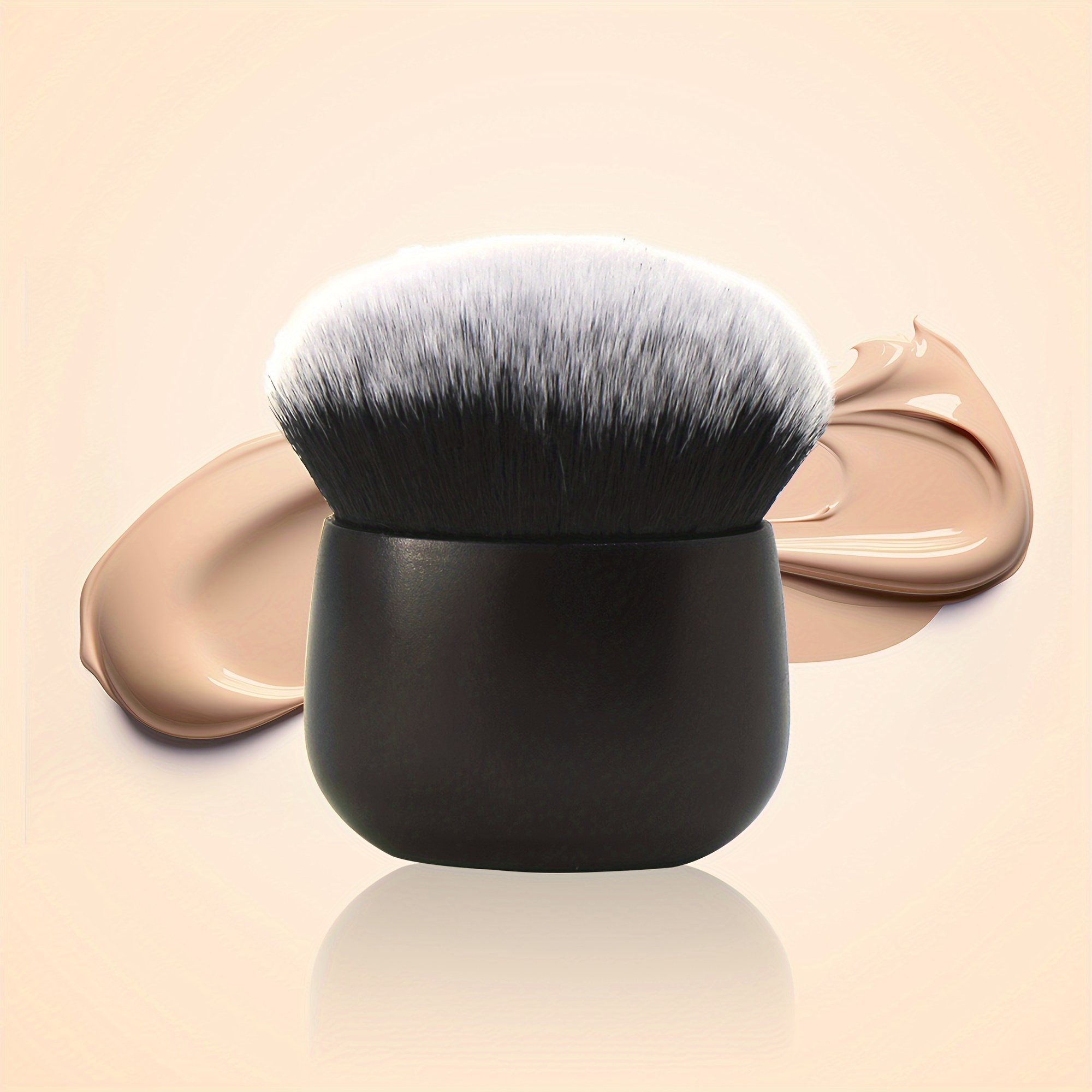 1pc Black Egg Shaped Makeup Brush, Foundation Powder Blush Brush, Face Beauty Tool For Beginners