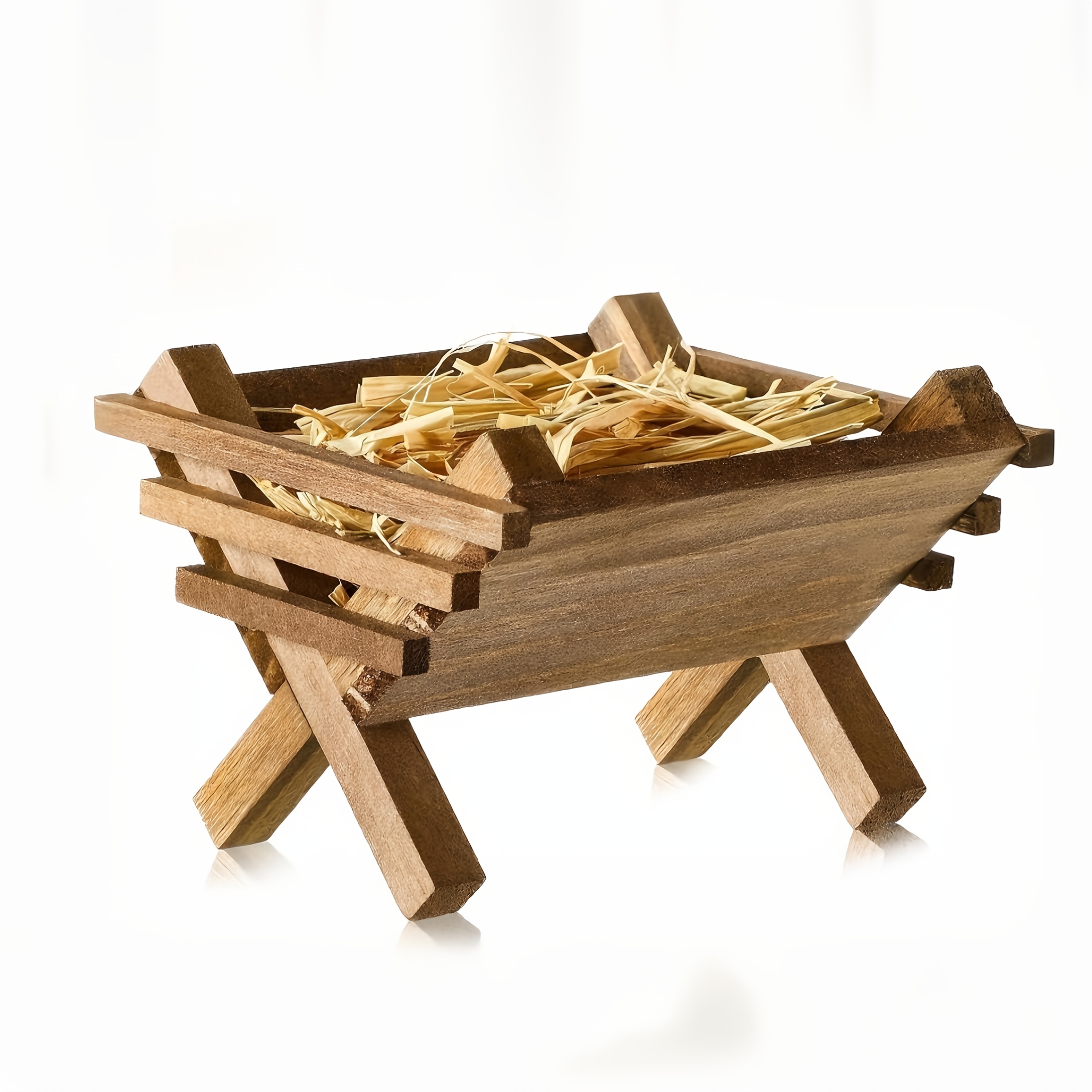 Birth Wooden Manger Decoration, 3d Three-dimensional Vintage Style, Suitable For Home And Church Indoor Table Display, Decorative Gift, Does Not Hay