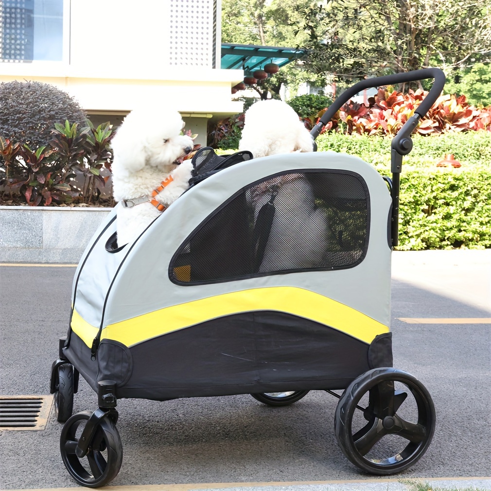 

Foldable Dog Stroller Folding Two-seater Pet Trolley Buggy Cuddle Jogger For 2 Dogs