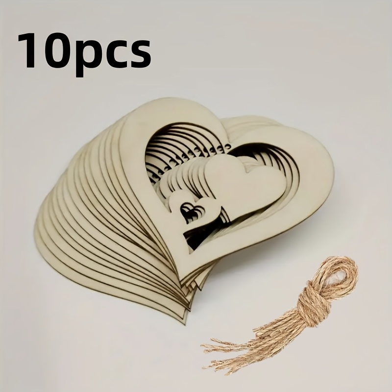 Image of 10-pack Wooden Heart Cutouts - Versatile Hanging Decor For Wedding, Valentine's, Easter, Christmas, Thanksgiving - No Electricity Needed, Featherless Holiday Ornaments For Home & Party Decor