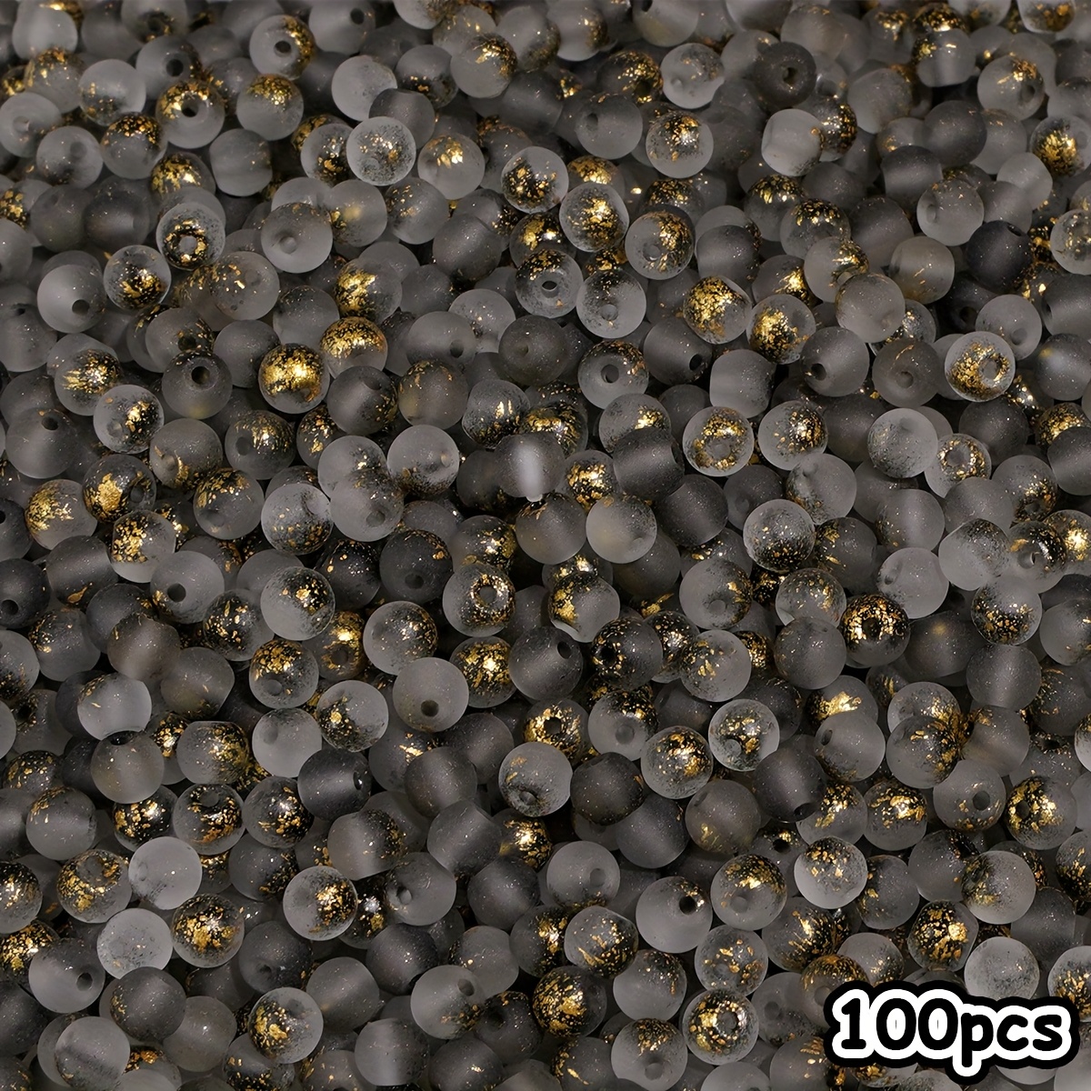 Image of 100pcs Colorful High-quality 4mm Random Color Mixing Frosted Golden Glitter Glass Seed Beads, Round Beads, Scattered Beads, Bracelet Necklace Accessory Materials