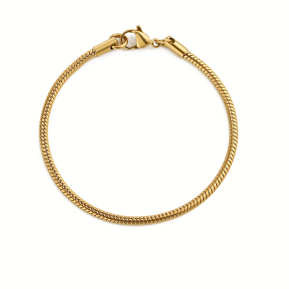 Image of 1pc Stainless Steel Delicate Thin Chain Bracelet For Women - 1mm 1.5mm 2mm 2.5mm Round Snake Chain, Elegant Classic Jewelry For Casual Attire &, Versatile Accessory, , Polished Finish