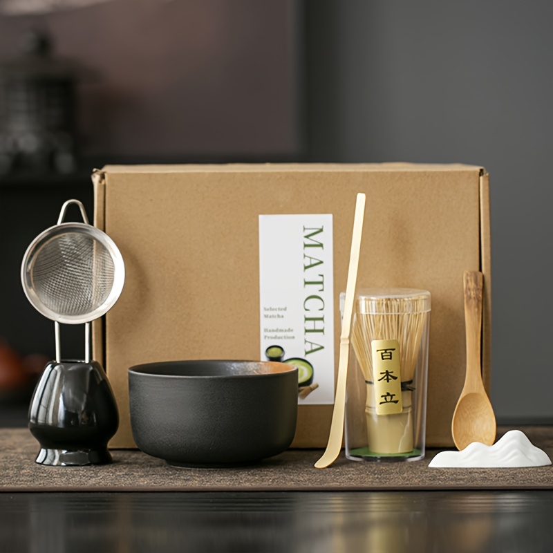 7pcs Matcha Tool Set With Bamboo Spoon Matcha Bowl And Filter - Perfect Gift For Matcha Lovers
