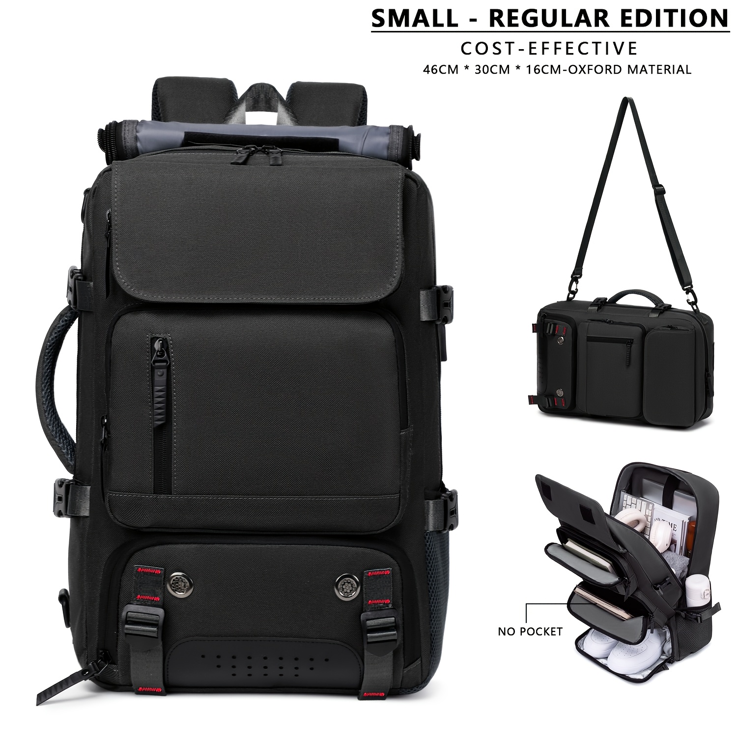 TEMU 2026 New Multi Functional Large Capacity Backpack, 3-purpose Men's Backpack With Independent Shoe Storage, Boarding Multiple Pocket Outdoor