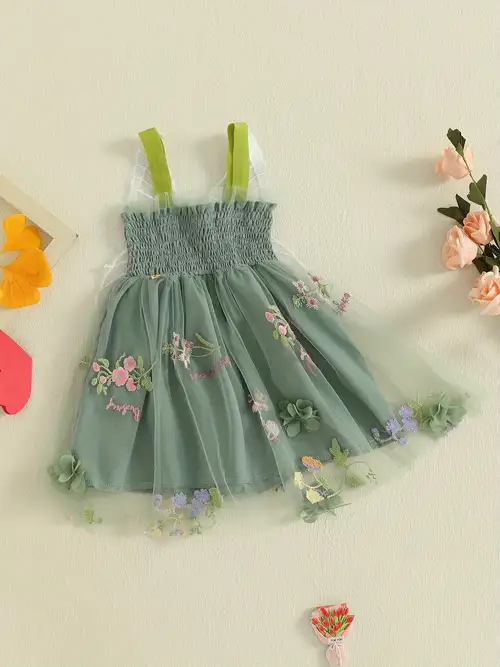 baby girl princess dress sleeveless square neck floral tulle dress with wings - elegant hem & green floral print toddler party dress for summer, machine washable, event attire | tulle skirt, baby baby girl princess dress sleeveless square neck floral tulle dress with wings - elegant hem & green floral print toddler party dress for summer, machine washable, event attire | tulle skirt, baby
