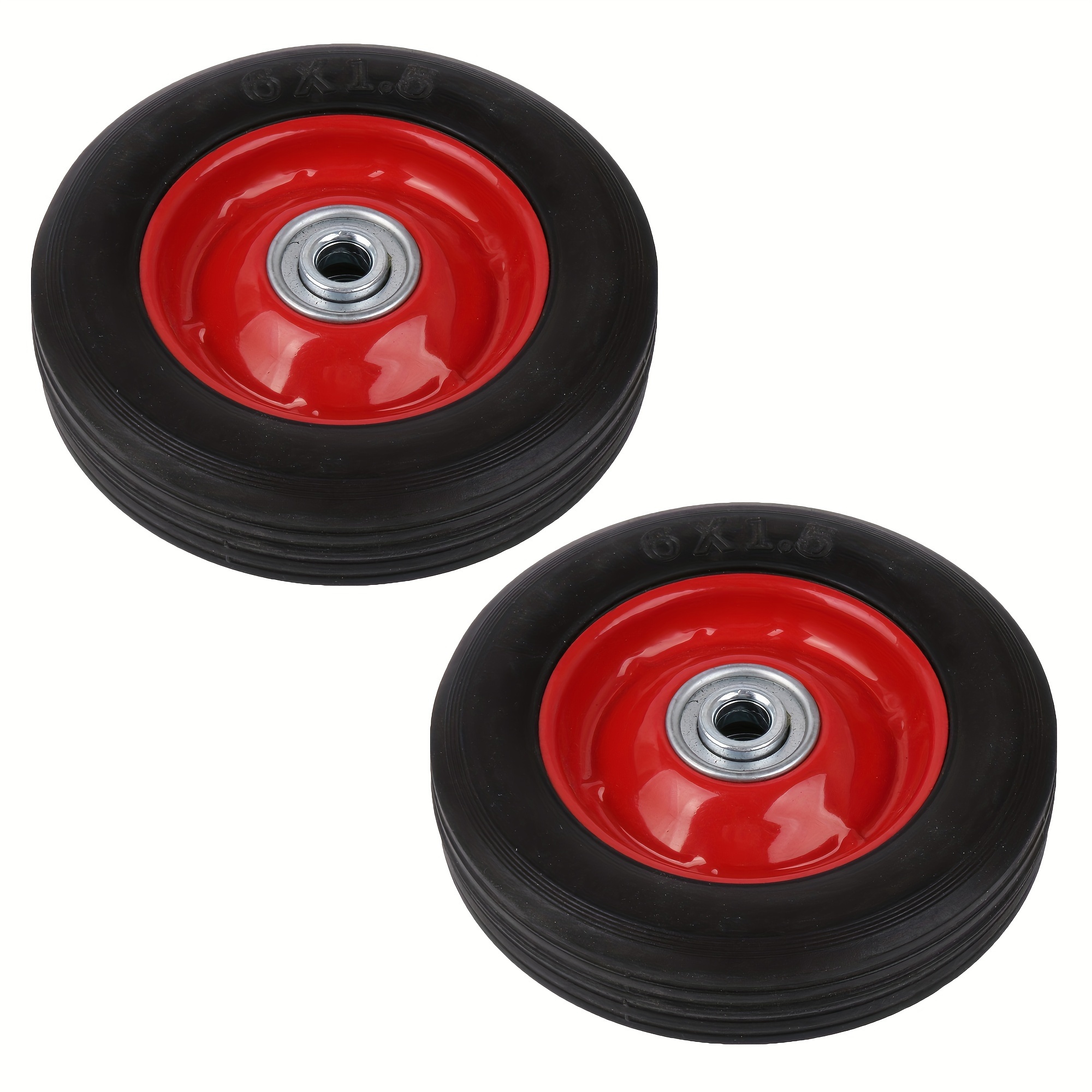 

2pcs 6-inch Silent Solid Rubber Tires For - , Shock-absorbing & , High- Capacity Up To 132lbs, Lawn Mowers & Utility Carts