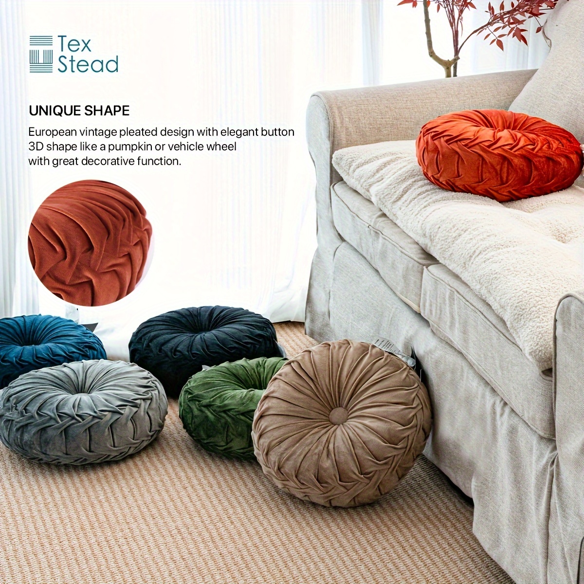 3d pumpkin velvet throw pillow round decorative cushion sofa Temu