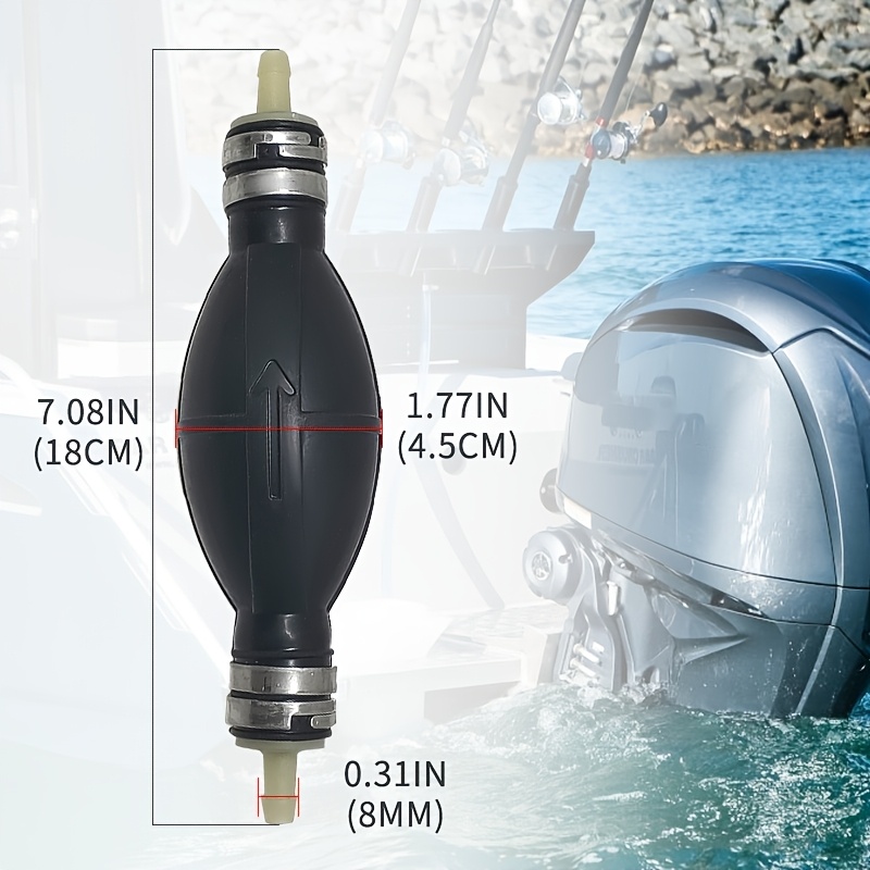 TEMU Pompe à manuelle en caoutchouc noir de 8 mm, pompe de transfert de à aspiration sous vide, convient pour l'essence et le diesel, accessoire de