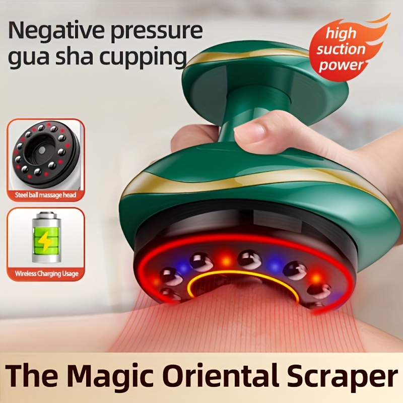 usb rechargeable smart vacuum cupping massager electrically heated gua sha suction cup gua sha jar with electric heating and gua sha function 1200mah lithium battery 0