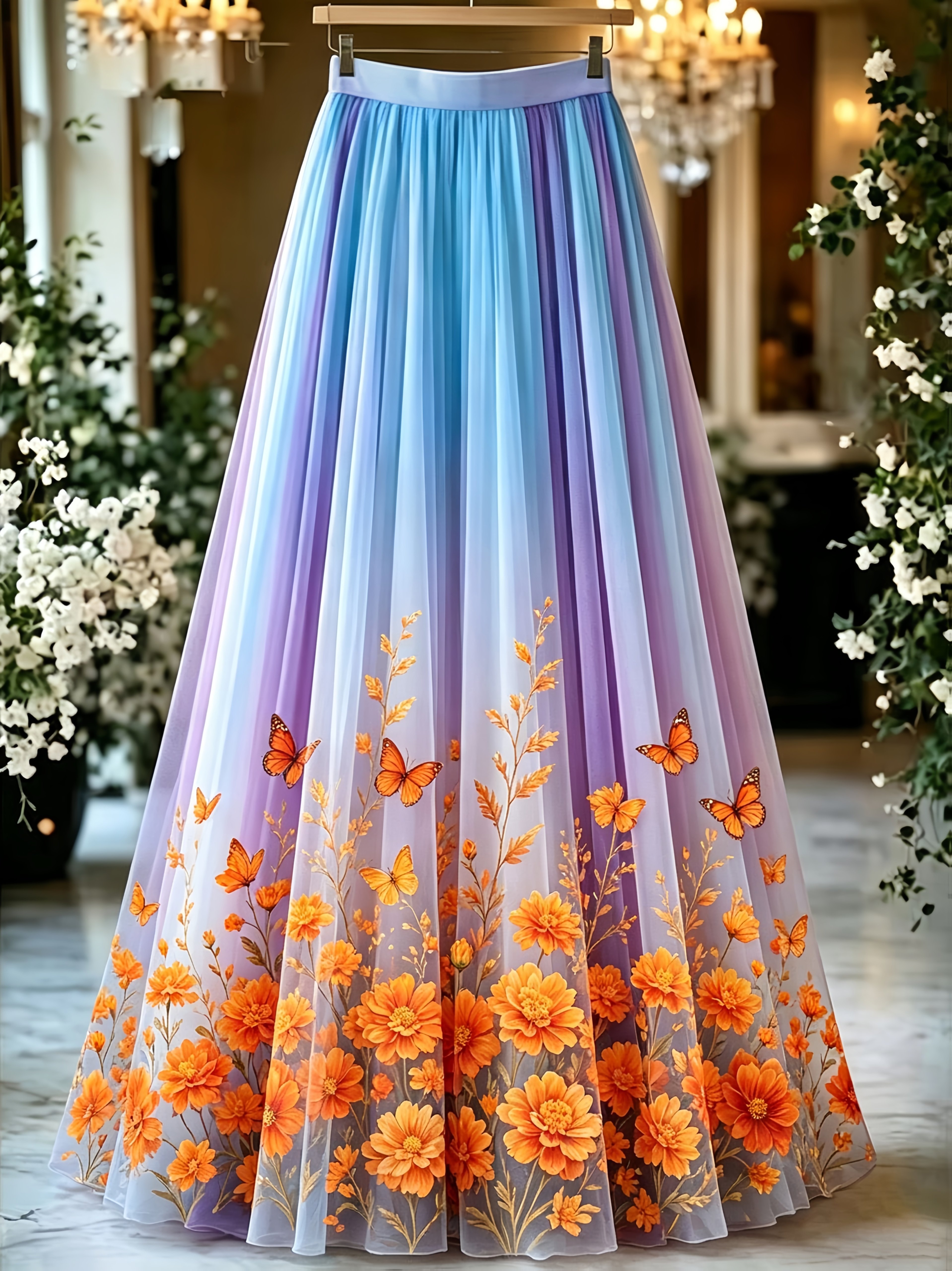 Mesh Printed Skirt Suitable Formal Semi Formal Banquets