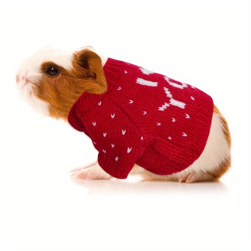 4pcs Small Animal Sweaters Suitable for Guinea, Hamsters, Ferrets - Cozy Winter Clothes with Soft Warm Outfits for Christmas & Valentine's Day Pet Costumes (Dressing Up) - Image 8