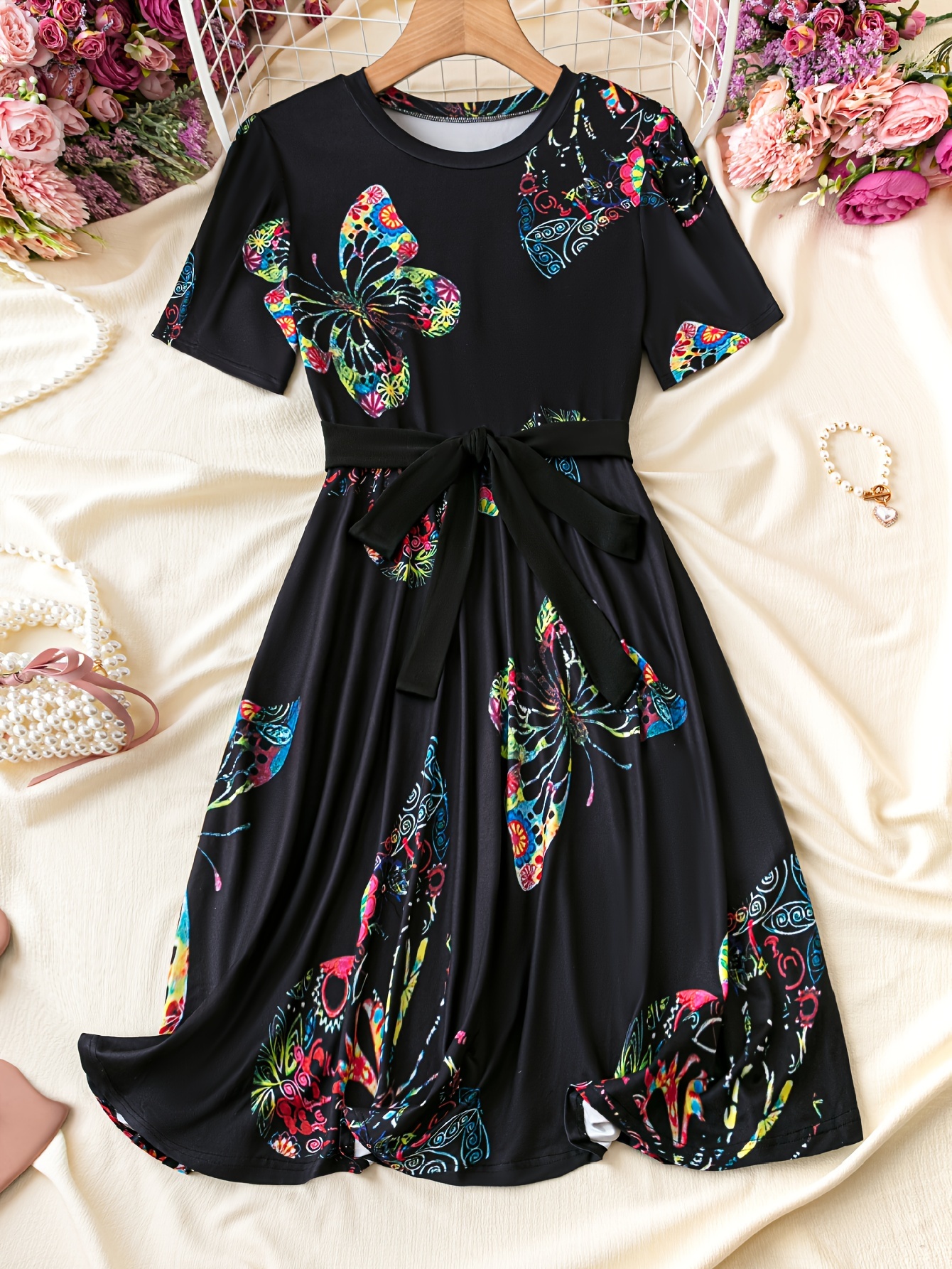 Fashion Print Tie Dress Women' Clothing
