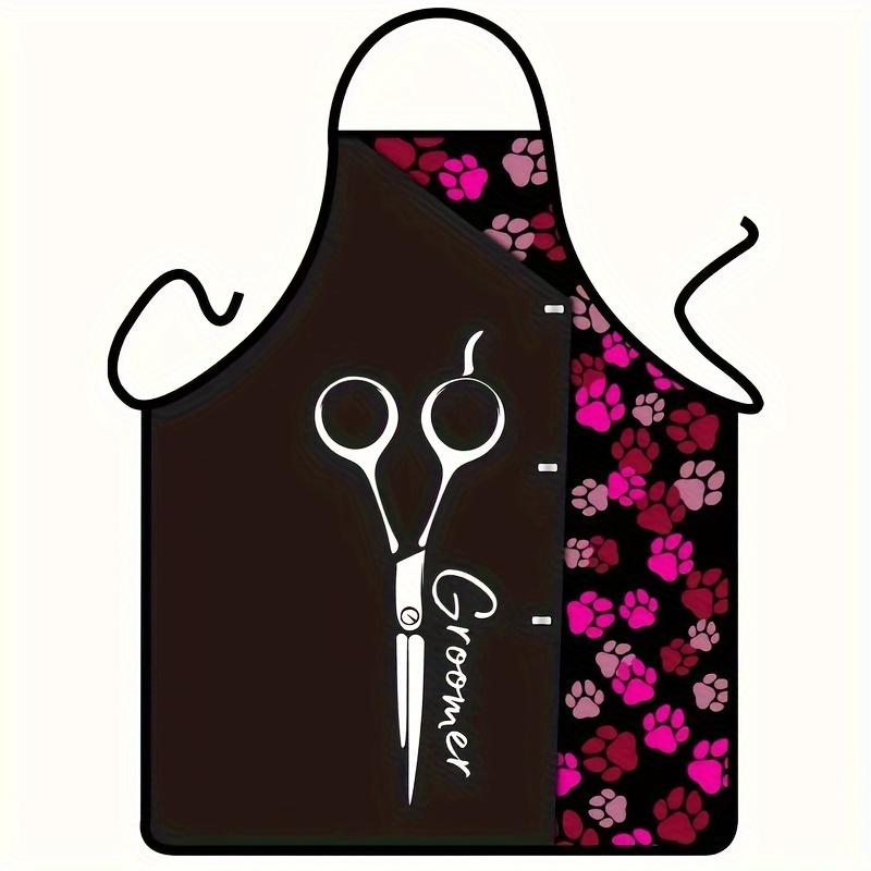 

Polyester Pet Grooming Apron With Paw - Stain-resistant, Hairdressers