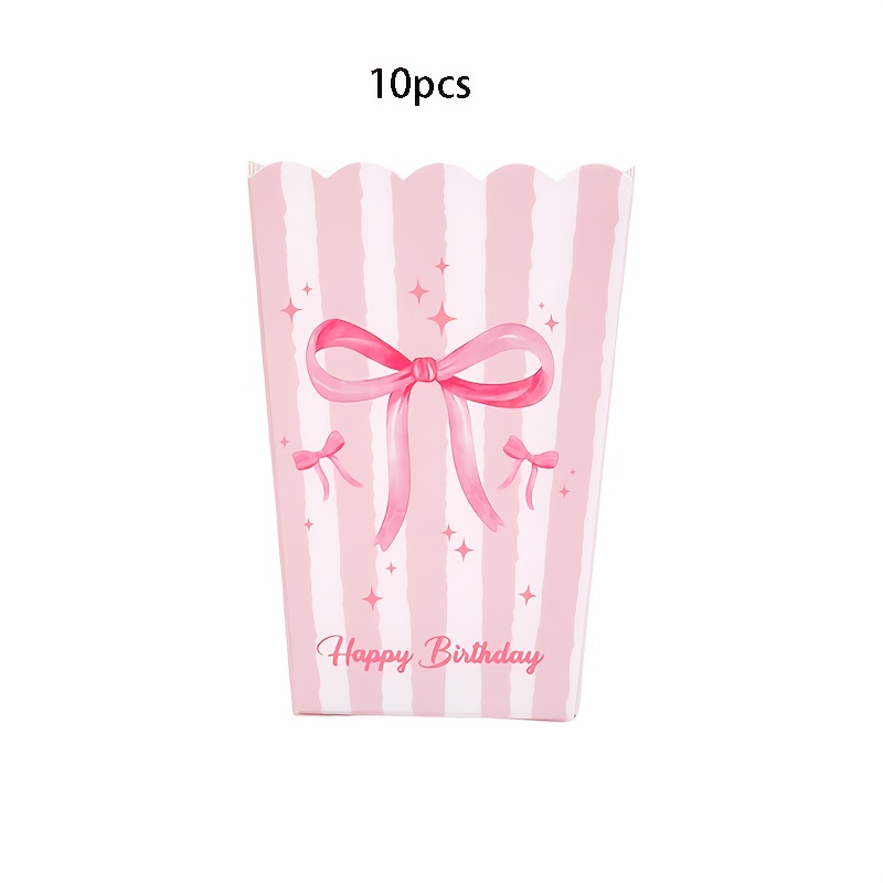 E-shop Geschenk für Sie/Ihn 10 Stk./20 Stk./50 Stk. Rosa Schleife Popcorn Boxen Party Gastgeschenke Offene Karton Popcorn Behälter Coquette Goodies