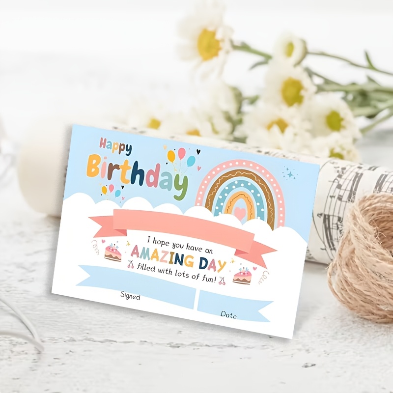 TEMU 50pcs Birthday Greeting Cards, Blessing Cards, Suitable For Classrooms, Celebrations, Birthday Events, Etc., Happy Atmosphere Design