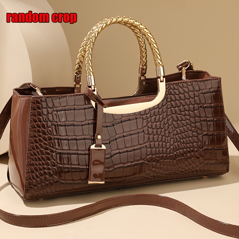 TEMU New Pattern Elegant Style Women's Shoulder Bag, Random Cut Texture On Bag Surface, Adjustable Shoulder Strap Length, Suitable For Daily , Friend