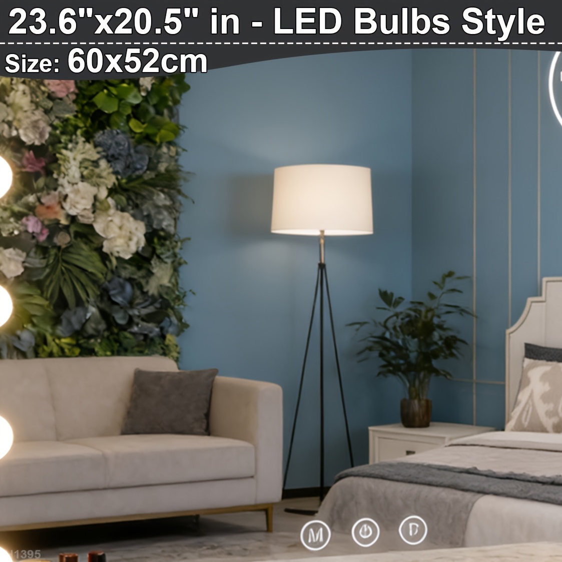 TEMU Espejo de tocador de 60x52 cm, espejo de maquillaje LED regulable con , control táctil de , espejo de belleza profesional, iluminación