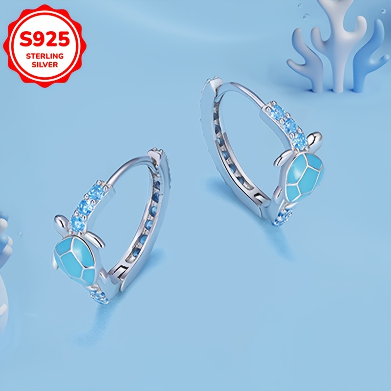 925Silvery Agile Turtle Earrings