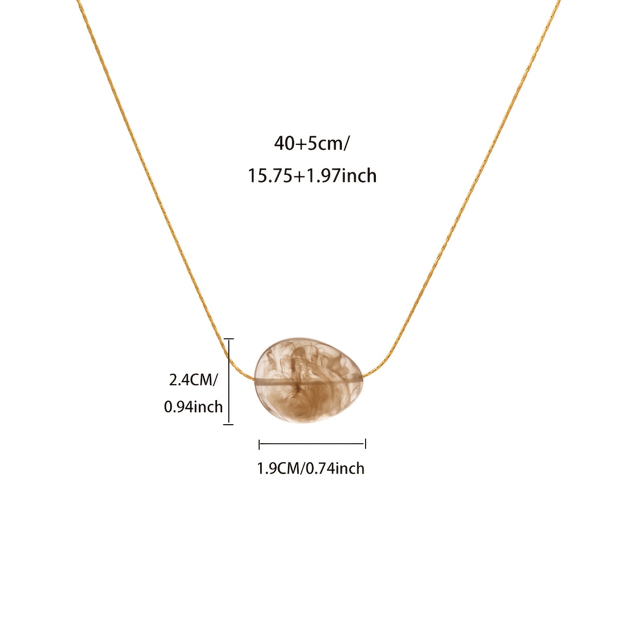 Women's Stainless Steel Inlaid Oval Resin Necklace