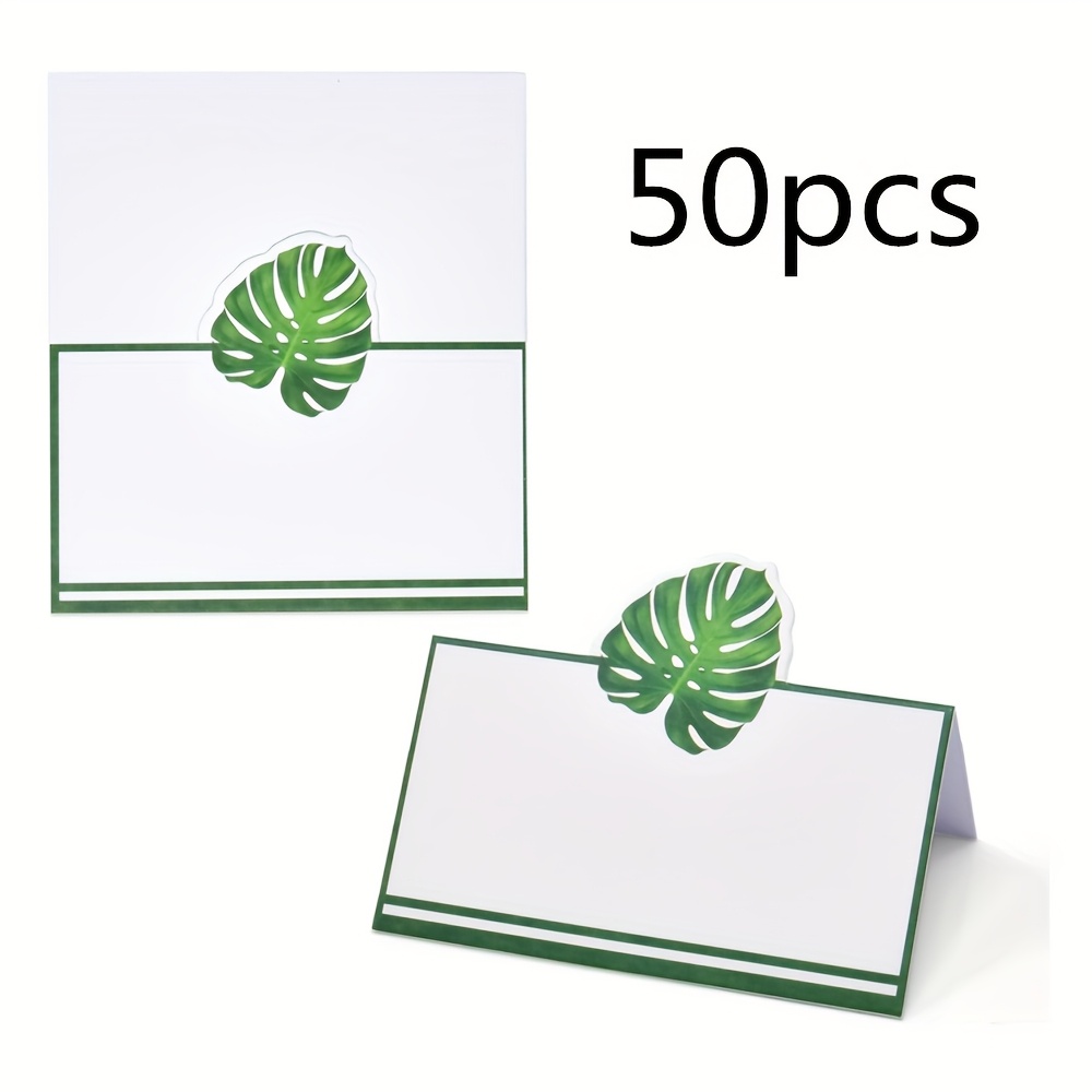E-shop 20/50er Pack Palmenblatt-Karten mit hawaiianischen floralen grünen Blättern, Größe 8,9 cm x 10,16 cm, Zeltkarten für Visitenkarten,