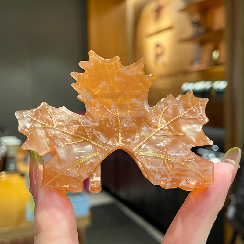 TEMU 1 pince à cheveux feuille d'érable forestière, clip requin, arrière de , demi-attache, pince à cheveux feuille de tempérament