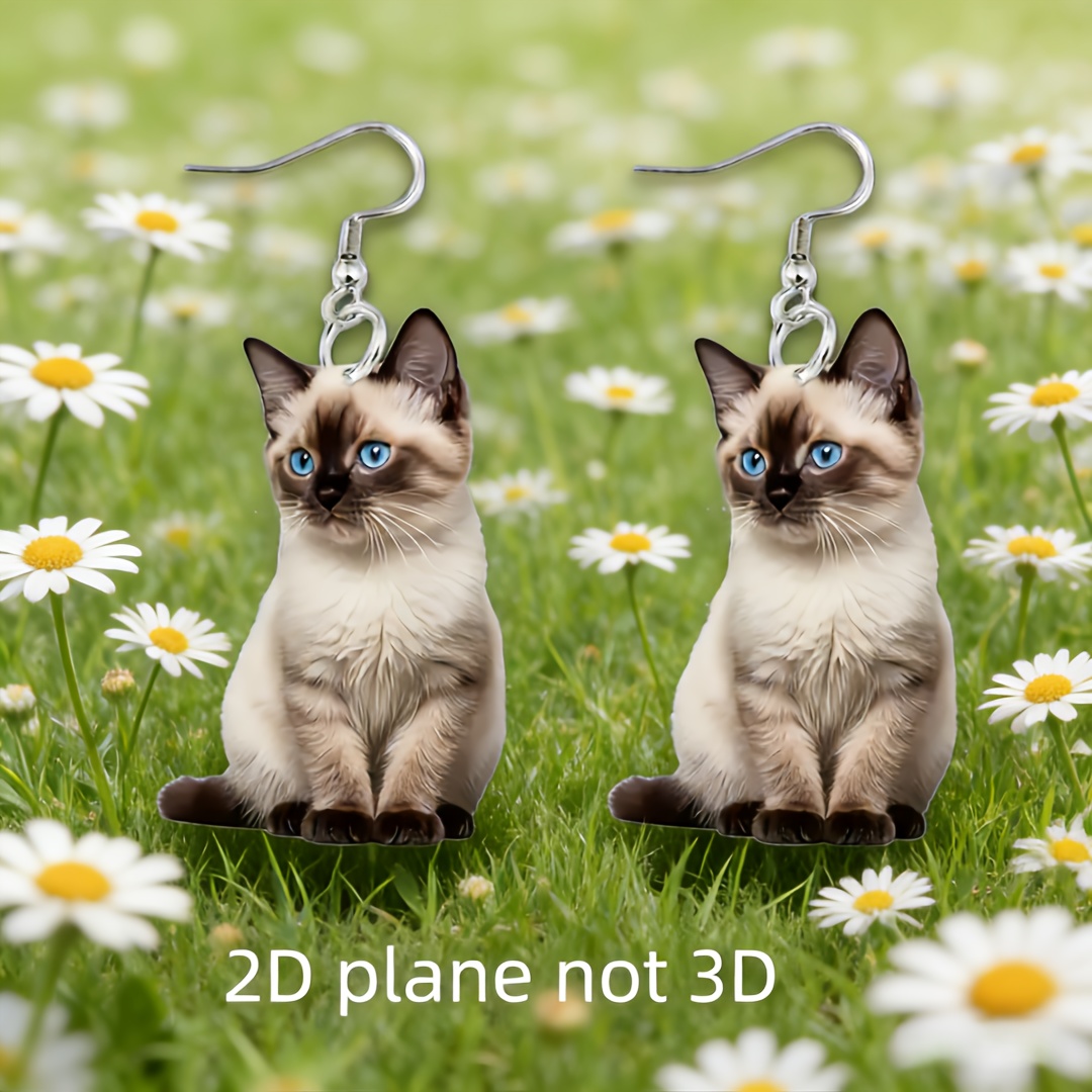 2d Flat, 1 Pair Of Cat Earrings, 2d, 2d Graphic Design, Retro, Sporty, Old-fashioned, , , Cute, Elegant, , Geometric Shape, Daily Commuting, Dating Parties, , Travel Vacations, 2d Flat