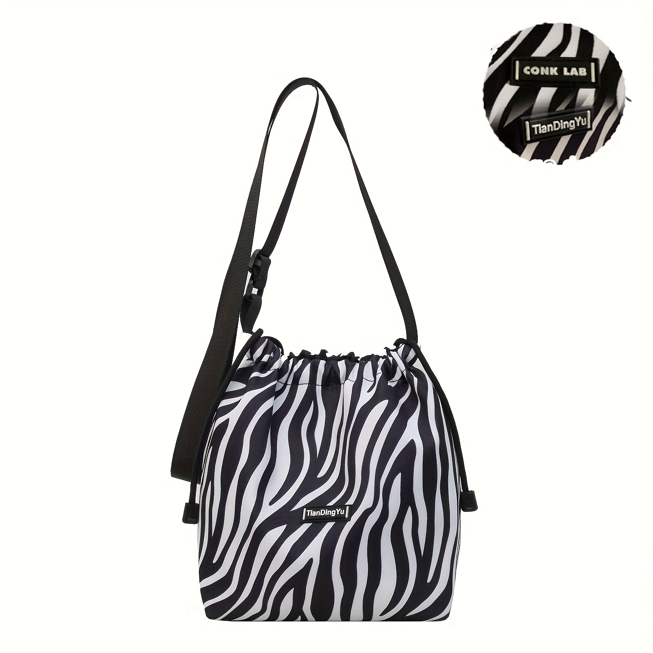 Image of [women's Crossbody Bag] Women's Fashion Zebra Print Drawstring Crossbody Bag, Versatile Individual Autumn Winter Women' Shoulder Bag, Halloween Gift