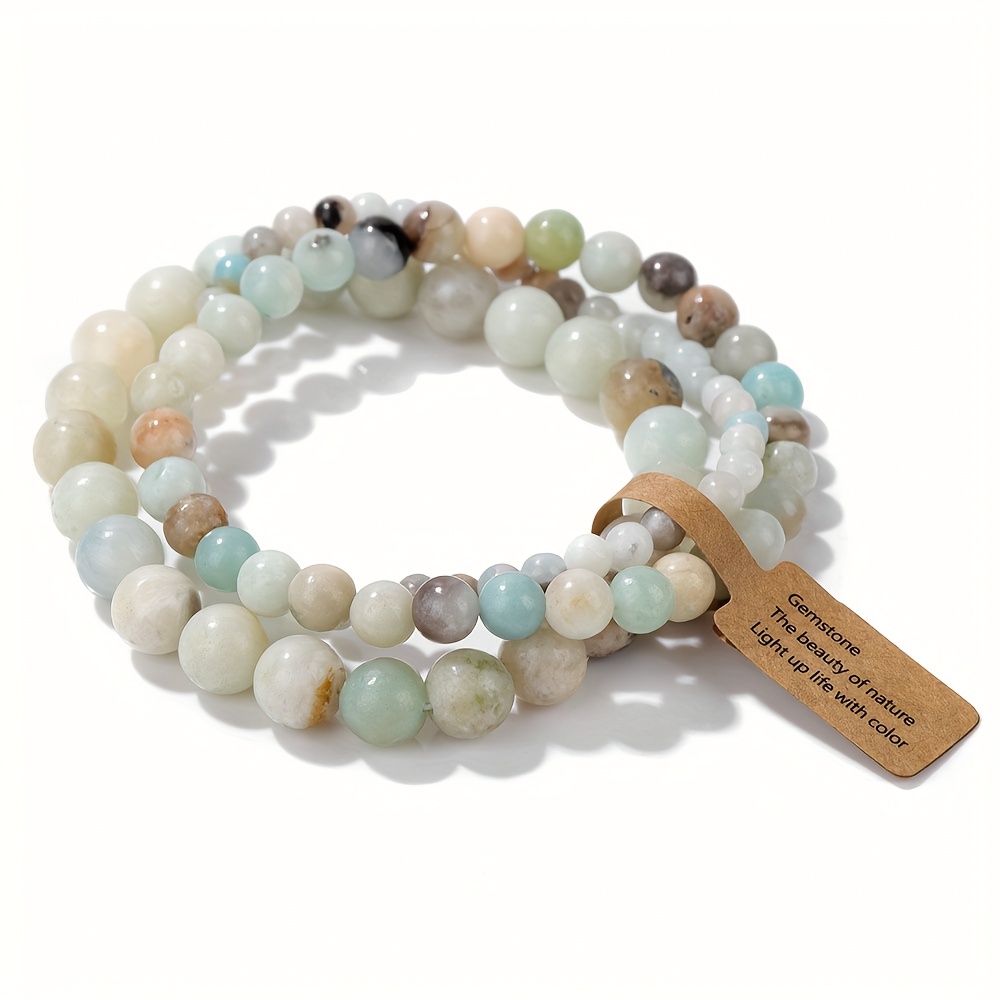 Herren Armband aus Natursteinperlen 4mm/6mm/8mm mit elastischem Band, Paar-Handkette für Damen geeignet: retailer-supplied image