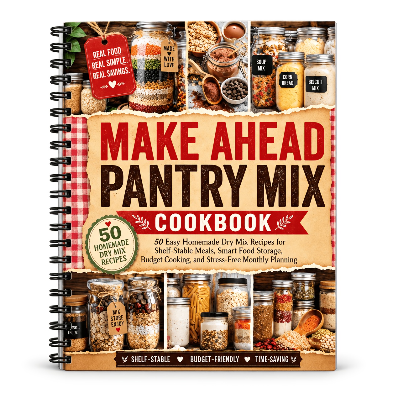 TEMU Livre de recettes de mélange de garde-manger à préparer à l'avance : 50 recettes de mélange sec maison pour des repas stables, organisation du