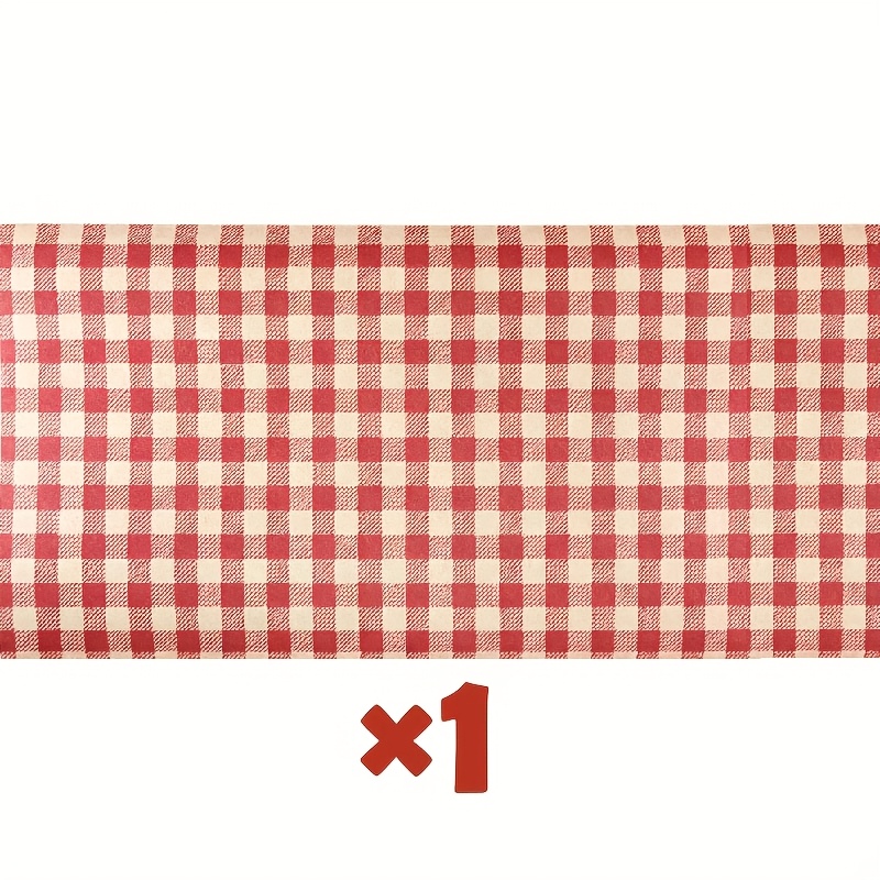 TEMU Rotes Rindsledermuster Rollenpapier - Klassisches Büffelstreifen Geschenkpapier im modischen Retro-Stil, Landhausstil, Gestreiftes Karomuster