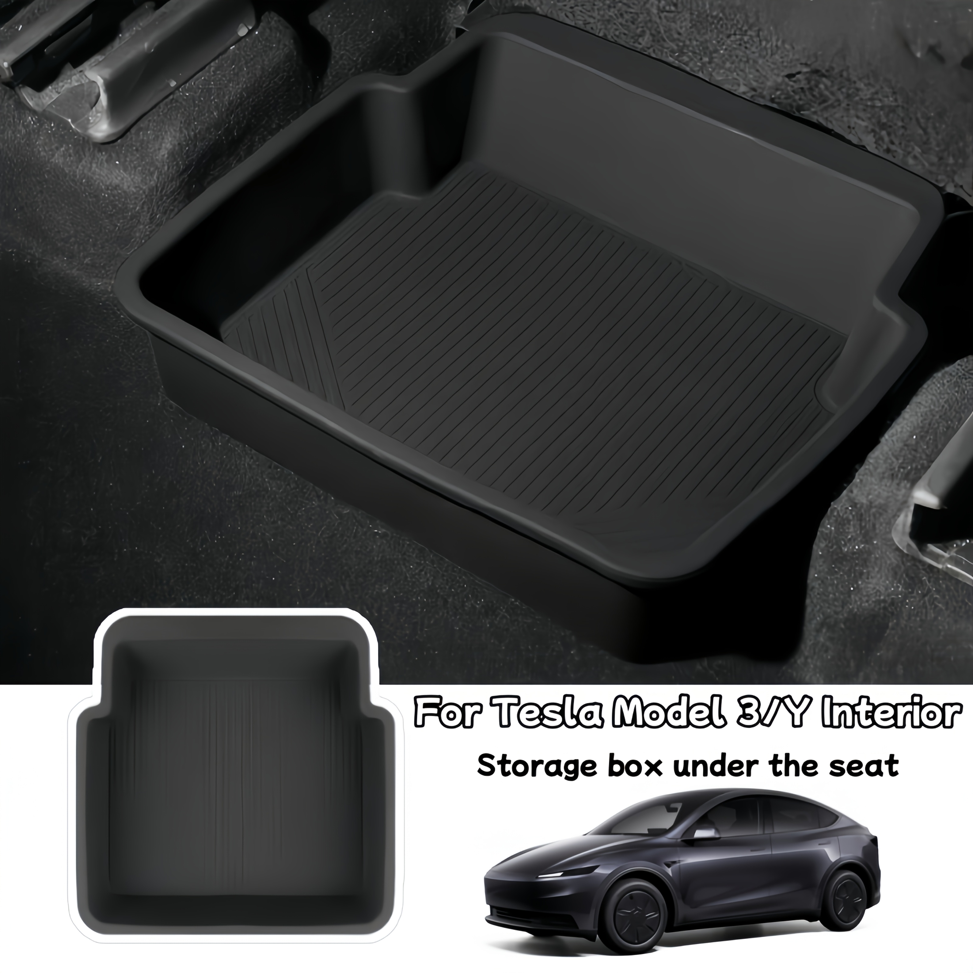 imagen del artículo   para tesla  /y interior 1pc   de almacenamiento inodora de silicona debajo del asiento, antideslizante y sin resbalones