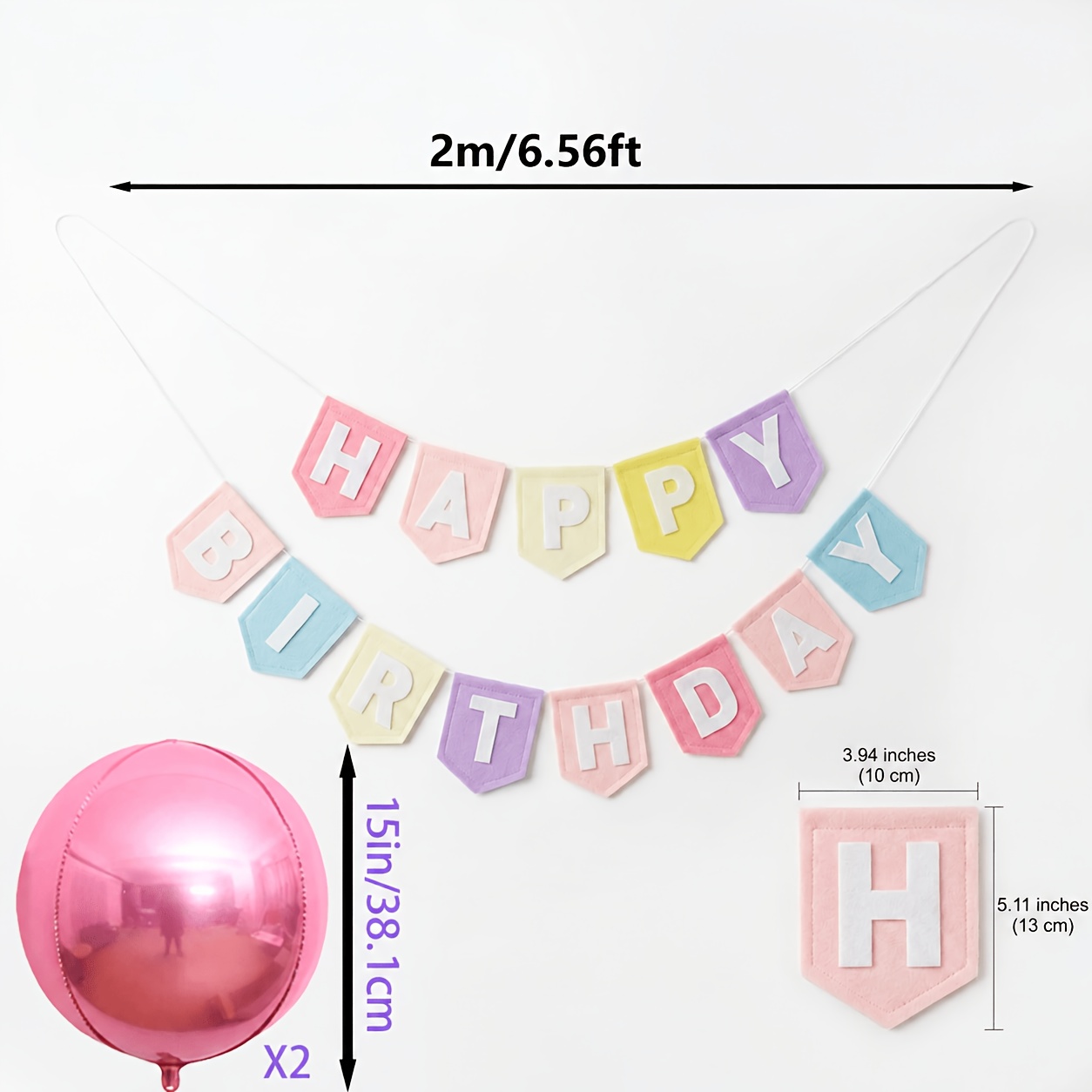 TEMU 1 Set Macaron Birthday Felt Banner (unassembled) - The Perfect Birthday Atmosphere, Ideal For Party Decorations, Photo Props & Festive