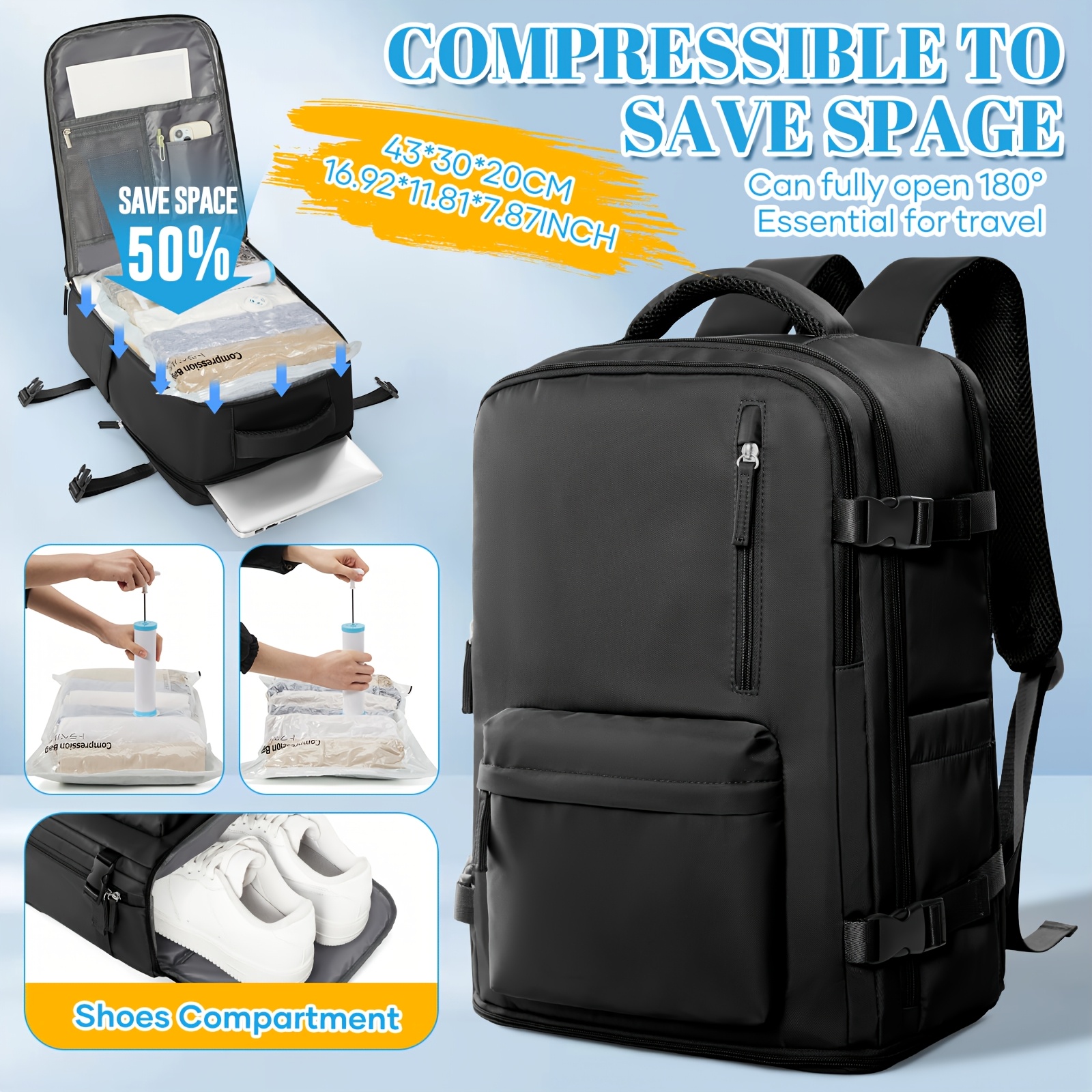 TEMU Set da Viaggio, Sacchetti Sottovuoto e Pompa Manuale / Sacchetti Sottovuoto Acquistabili Separatamente, Compressione Sottovuoto ad Capacit�, con