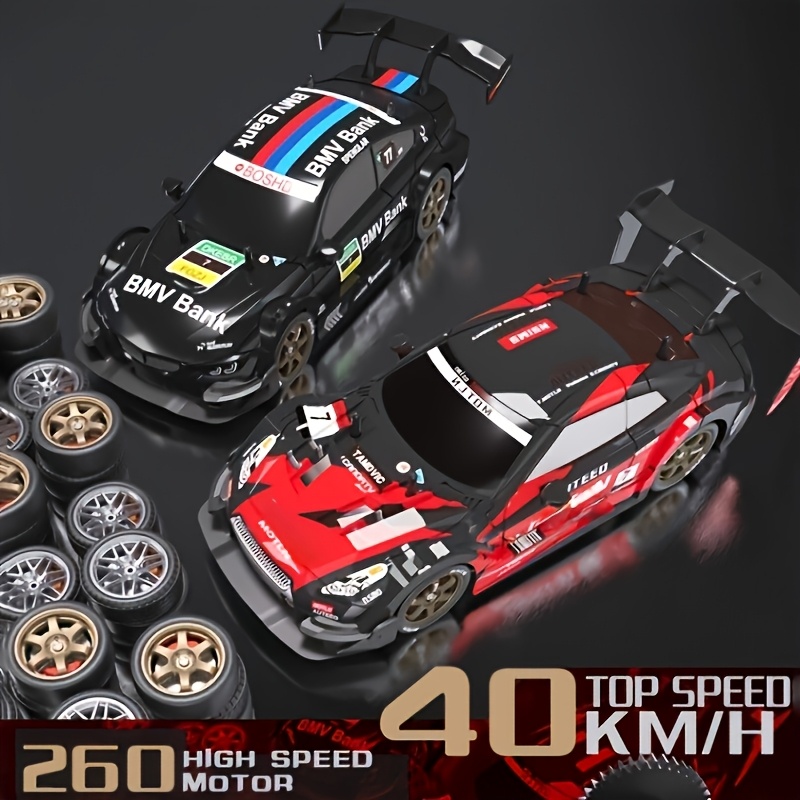 1:16 Scale 4WD RC Racing Drift Car - 2.4GHz High-Speed 30km/h Remote Control Car with LED Lights, USB Rechargeable LiPo Battery & RTR Design - Outdoor Toy Car for Adults, Boys, Girls (Red/Green/Black), Sporty Appearance, Durable Build