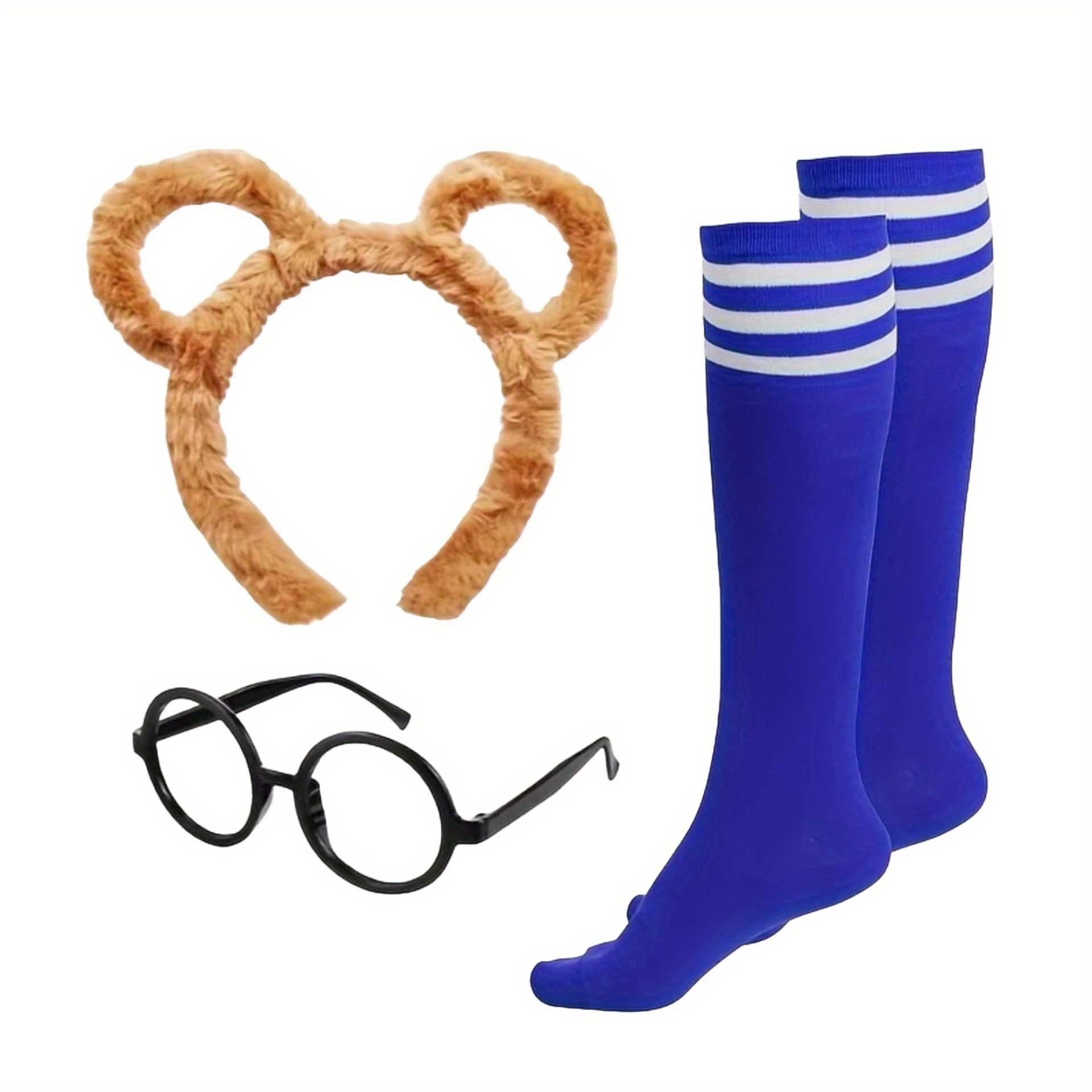 9-teiliges Streifenhörnchen-Kostüm-Set – Mit Ohren-Stirnbändern, Brille & Kniestrümpfen Für Halloween & Cosplay