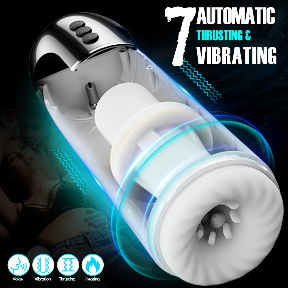 Automatic Male Masturbator Sex Toys For Men - Adult Toy Male Sex Toys With 7 Thrusting Modes, Hands Free Pocket Pussy Sex Machine With Wearable Strap