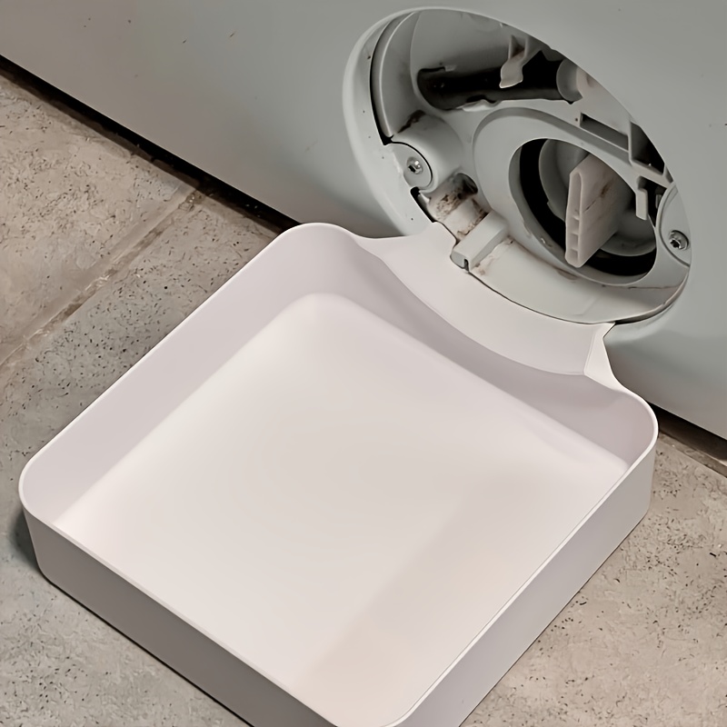 1pc Heavy Duty Washing Machine Drain Tray, Multifunctional Washing Machine Drain Accessory, Washing Machine Outlet Cleaning Organizer, White PP Material Storage Box,   Used for Washing Machine Outlet Water Storage
