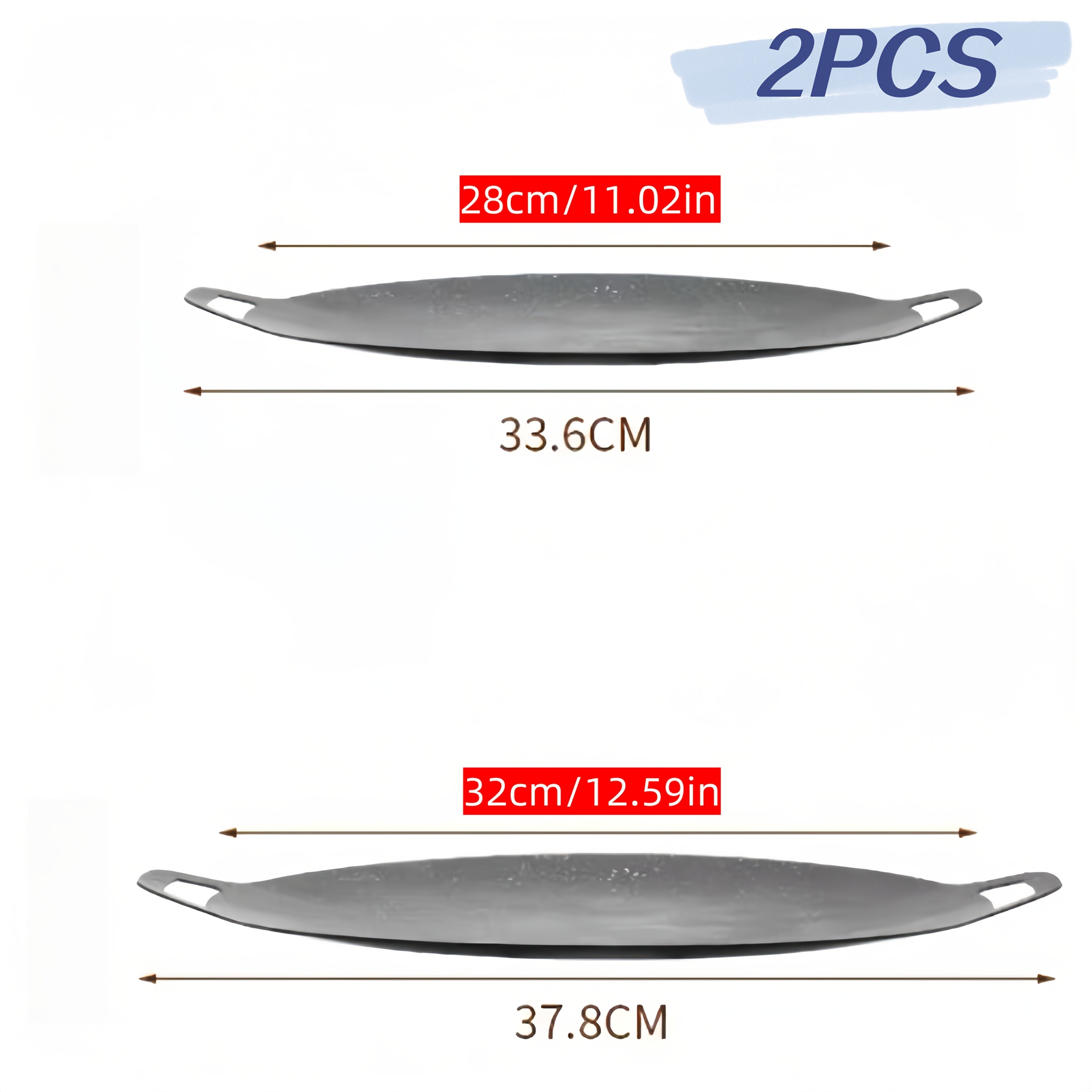 2pcs Korean Bbq Grills 34x28cm/38x32cm - Home And Outdoor Use Cast Iron Grill Plates