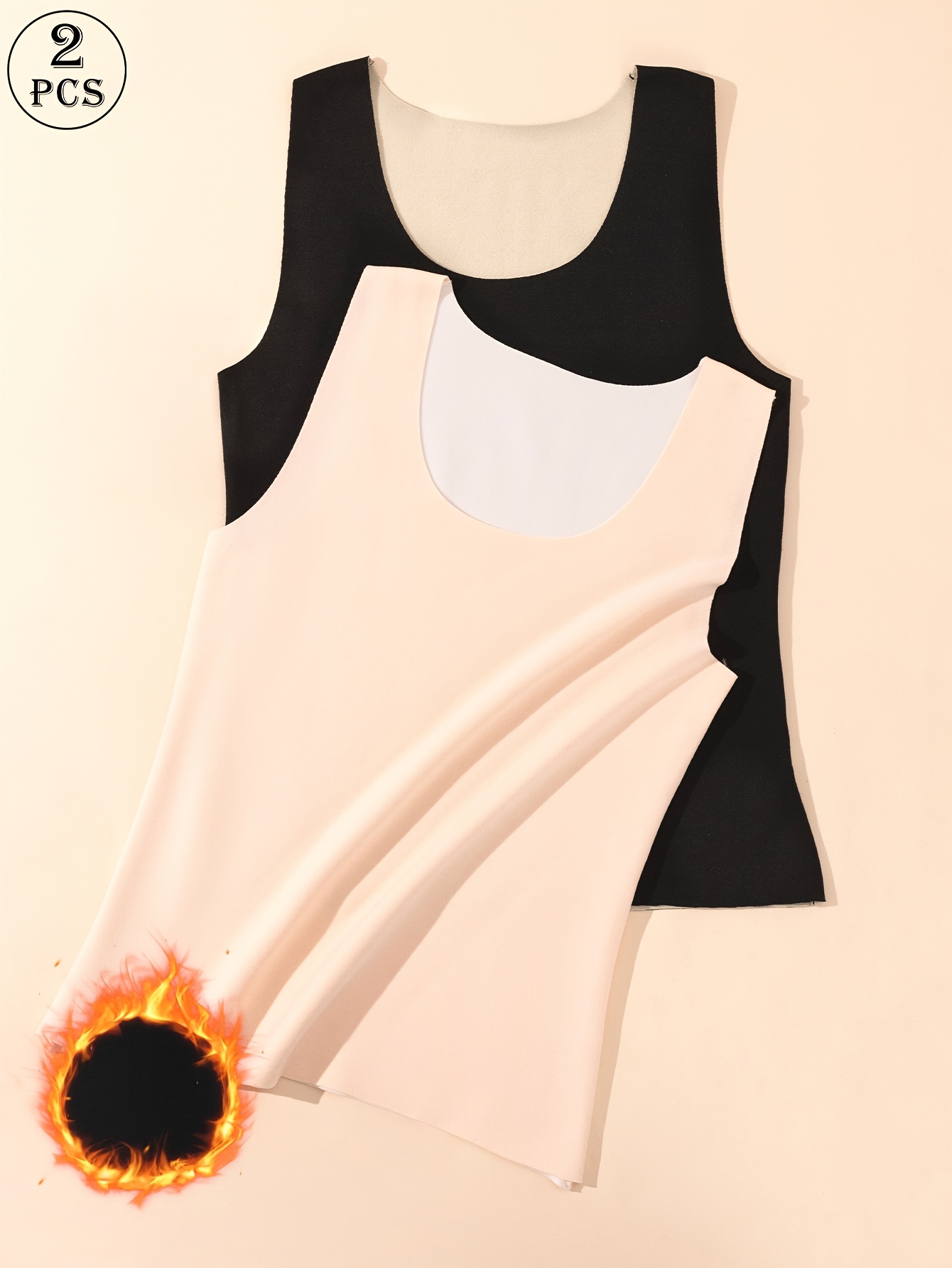 A Two-Piece Solid Color Thermal Vest Set for Women, Featuring Double-Sided  Brushed Fleece with Seamless *- Base Layer Winter with