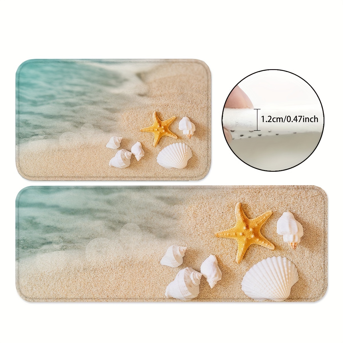 

1/2pcs, Area Rug, Beach Sand Kitchen Mats, Non-slip And Durable Bathroom Pads, Comfortable Standing Runner Rugs, Carpets For Kitchen, Home, Office, Sink, Laundry Room, Bathroom, Spring Decor