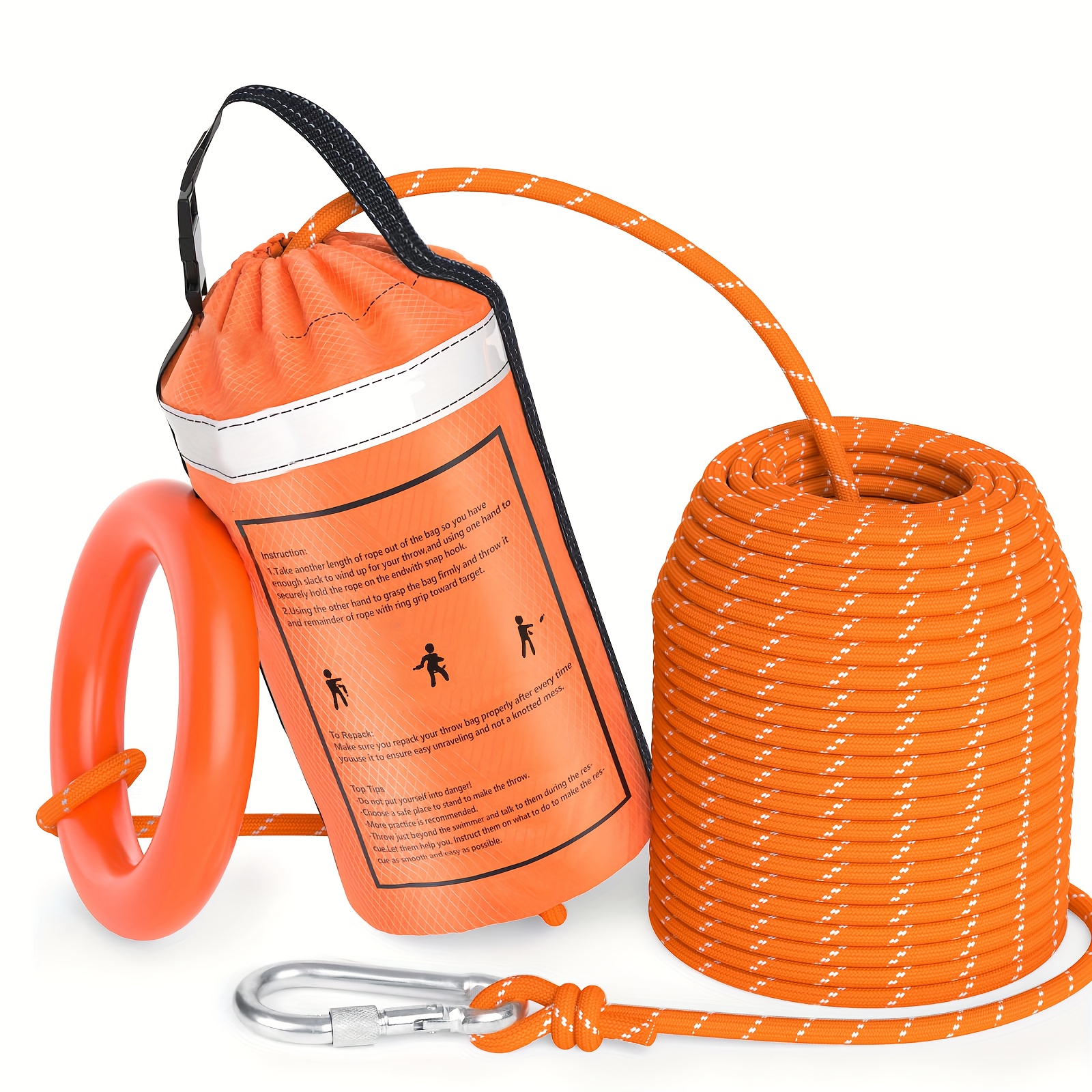 E-shop 50/98ft Wasserrettungswurfbeutel, Reflektierender Schwimmwurfbeutel für Kajakfahren, Rudern, Angeln, Hochsichtbares Notfallseil