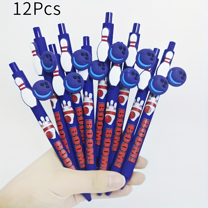 8/12pcs Bowling Ball Shaped Sticker Pens, Unisex Pens, Creative Gift Ballpoint Pens, Random Styles