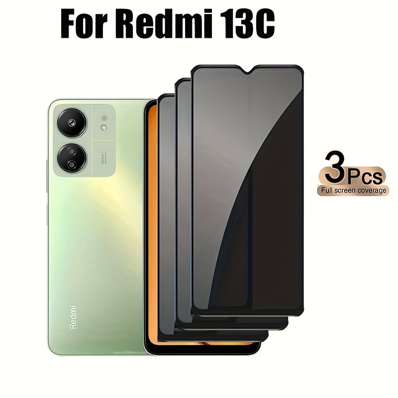 TEMU (3pcs) For Redmi 13c 13 Anti-spy Privacy Ceramic Soft Film Full Cover Screen Protector And Camera Lens Film Mobile Phone Additions