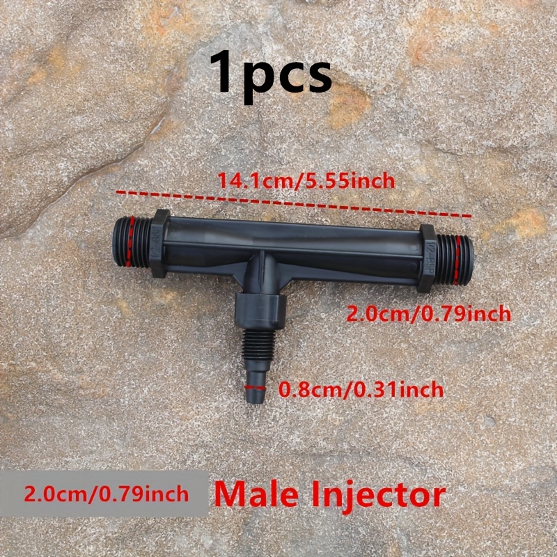 TEMU Fertilizer Injector Tube, Irrigation Venturi Fertilizer Injector With 1/2", 3/4", 1" Inch Garden Fertilizer Mixer Injector Tool, Plastic Black