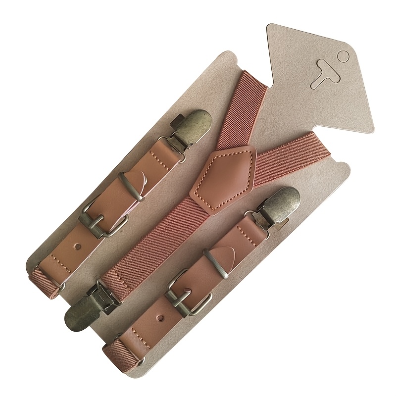 Men's Vintage Dark Brown Adjustable Suspenders - Retro Straps Suitable For Weddings, Special Occasions & Gifts, Versatile Fashion Accessory, Fit For Belts & Formal Wear